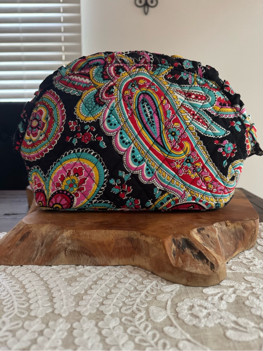 Vera Bradley Quilted Paisley Cosmetic Bag - Black, Pink, Teal, Yellow